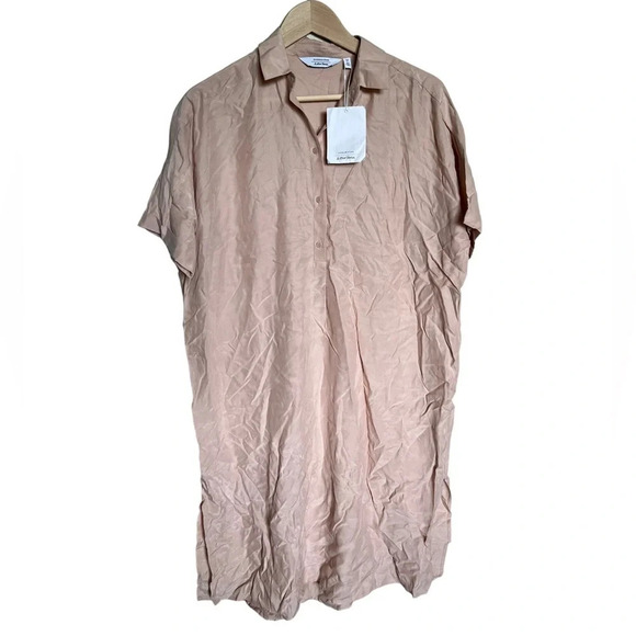 & Other Stories • Tan Cupro Henley Shirtdress - Picture 1 of 12